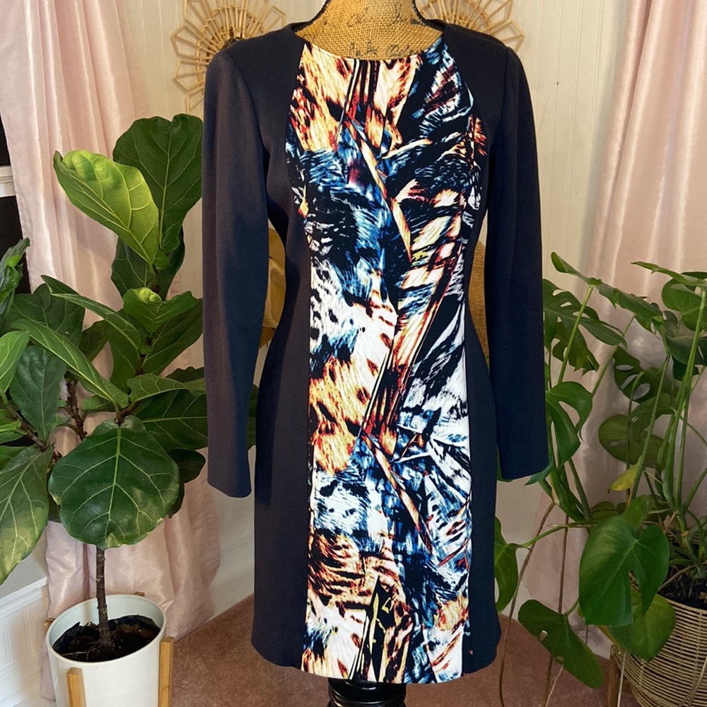 Antonio Melani Black Colorful Sheath Dress Sz 6